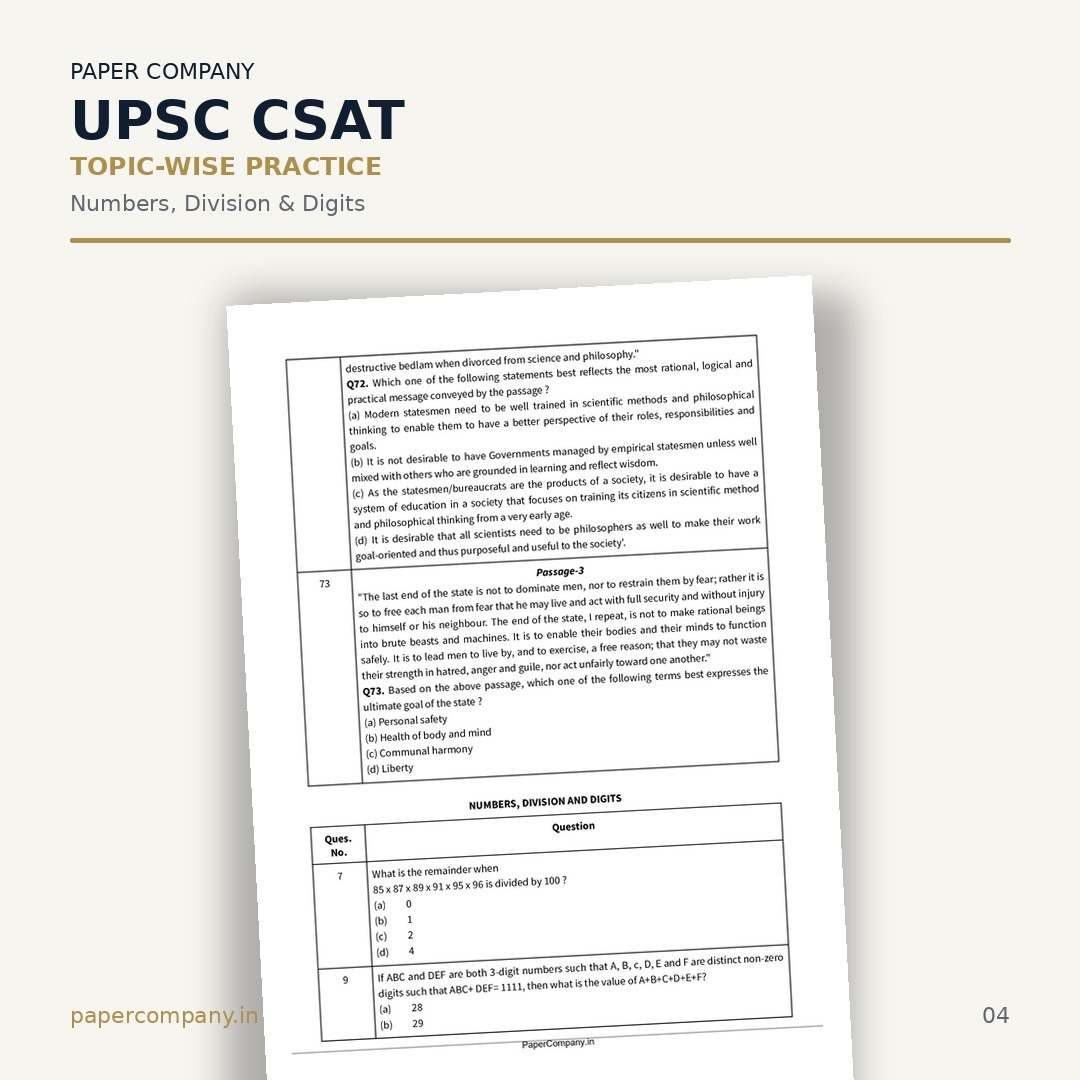 Paper Company UPSC Civil Services Examination CSAT Workbook